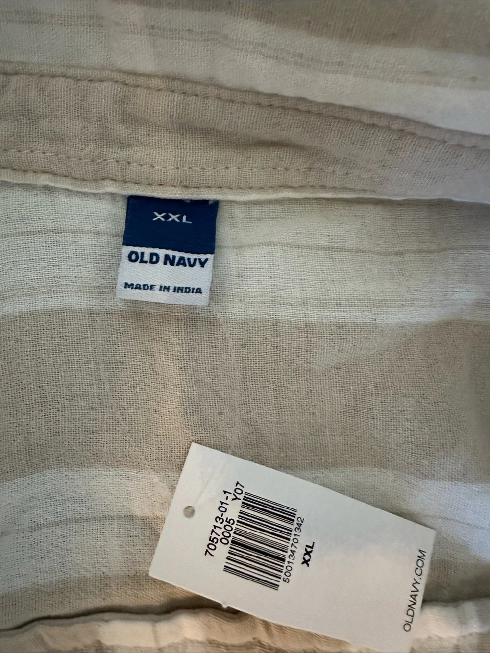 Old Navy Cream and Beige Striped Button-Front Romper